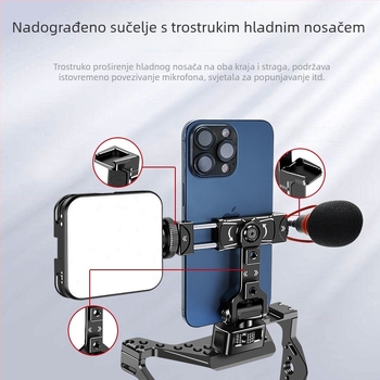 Držač za telefon s 1/4-inčnim pozicionirajućim čepom, kavez nosač za DSLR kamere, proširivač s hladnom cipelom
