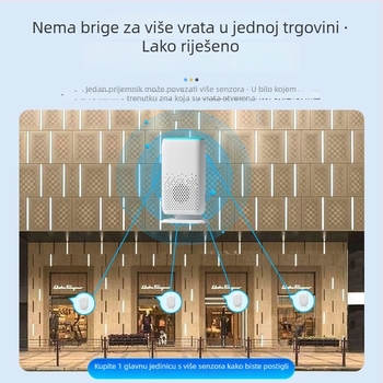 Bežični dvodijelni zvono za vrata s vibracijom i osvjetljenjem, senzorom pokreta za sigurnost doma