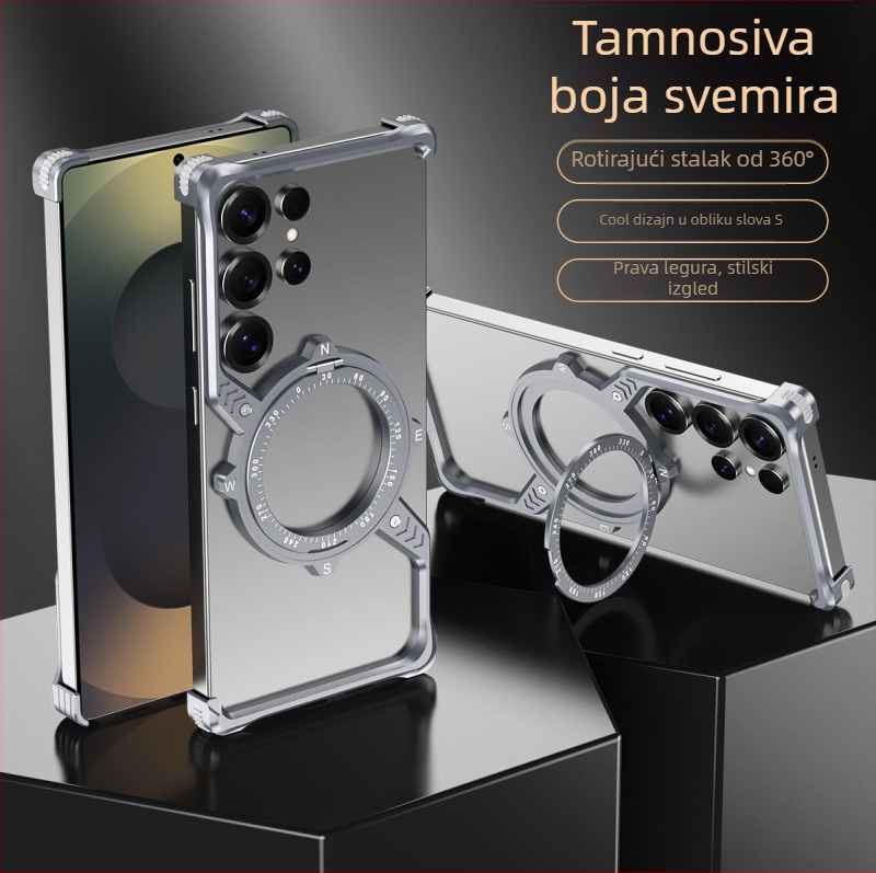 Metalno kućište za Samsung S23 Ultra i S22 Ultra s S-oblikom 360° postolja, otporno na padove, disipacija topline, otpornost na habanje i otiske prstiju