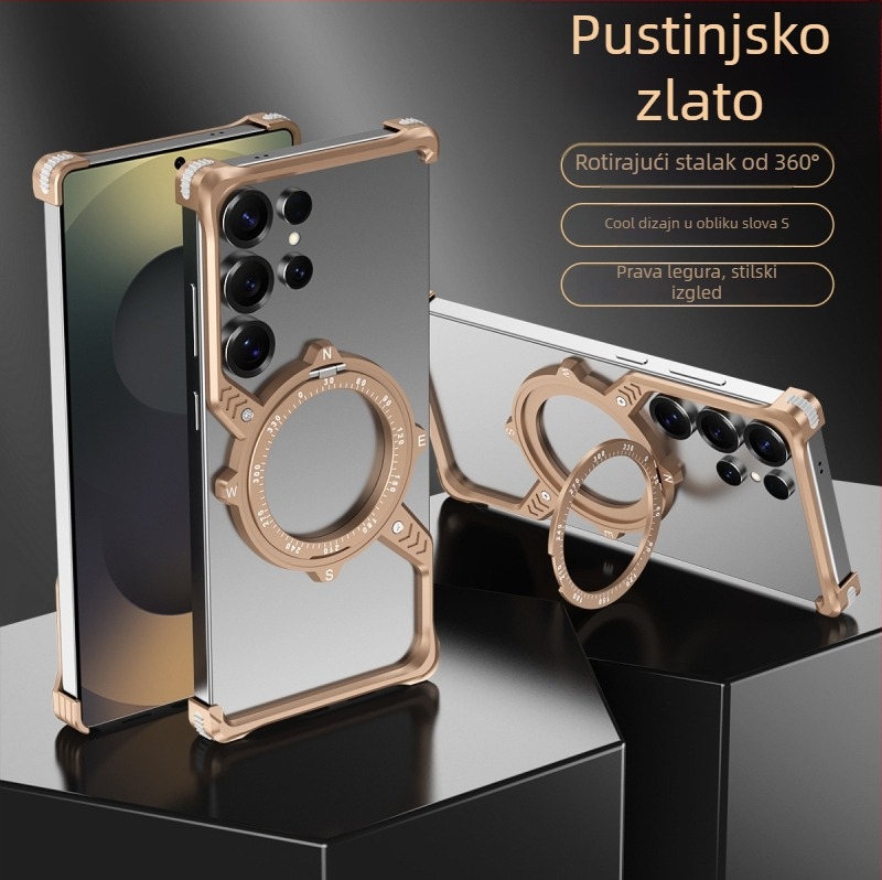 Metalno kućište za Samsung S23 Ultra i S22 Ultra s S-oblikom 360° postolja, otporno na padove, disipacija topline, otpornost na habanje i otiske prstiju