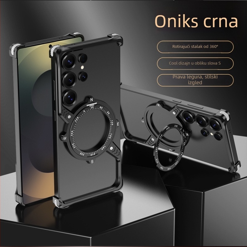 Metalno kućište za Samsung S23 Ultra i S22 Ultra s S-oblikom 360° postolja, otporno na padove, disipacija topline, otpornost na habanje i otiske prstiju