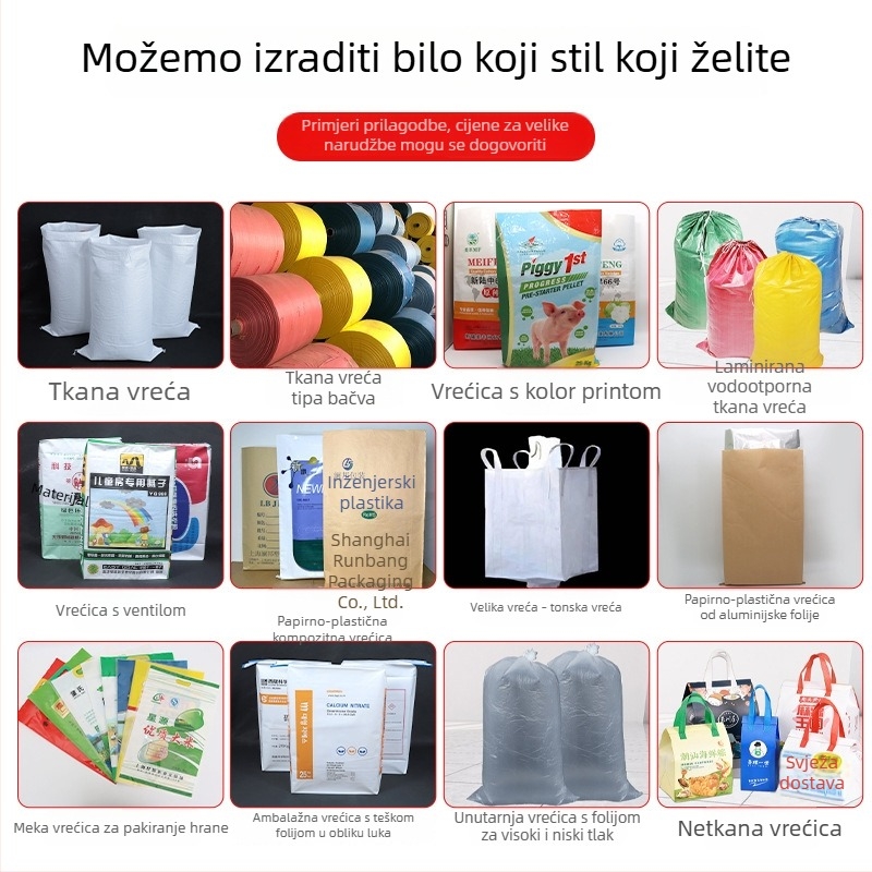 Kraft papir–plastična kompozitna vrećica s tkanim vanjskim slojem i dvostrukim unutarnjim filmom