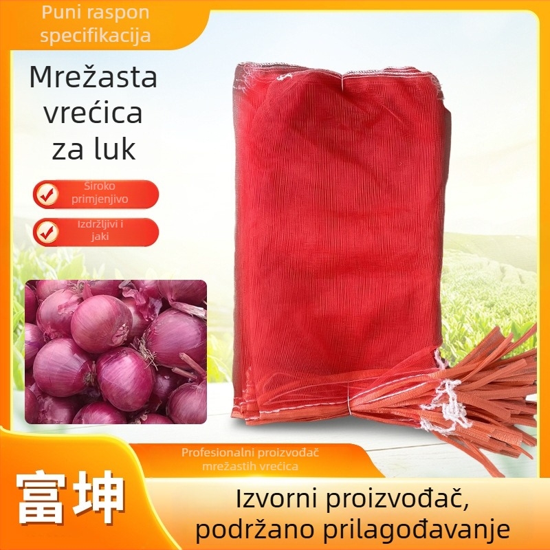 Prozračna mrežasta vrećica sa šnuralom za luk, pogodno za krumpire i jabuke
