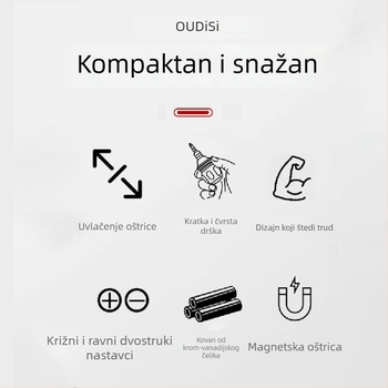 Oudisi dvostrano teleskopni odvijač s Phillips i ravnim bitovima, dvostruki kraj, ergonomska ručka