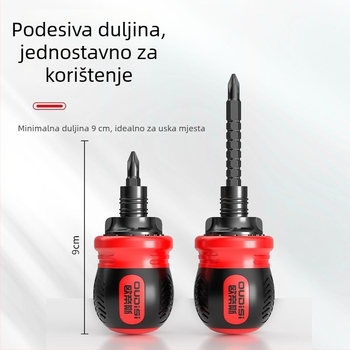 Oudisi dvostrano teleskopni odvijač s Phillips i ravnim bitovima, dvostruki kraj, ergonomska ručka