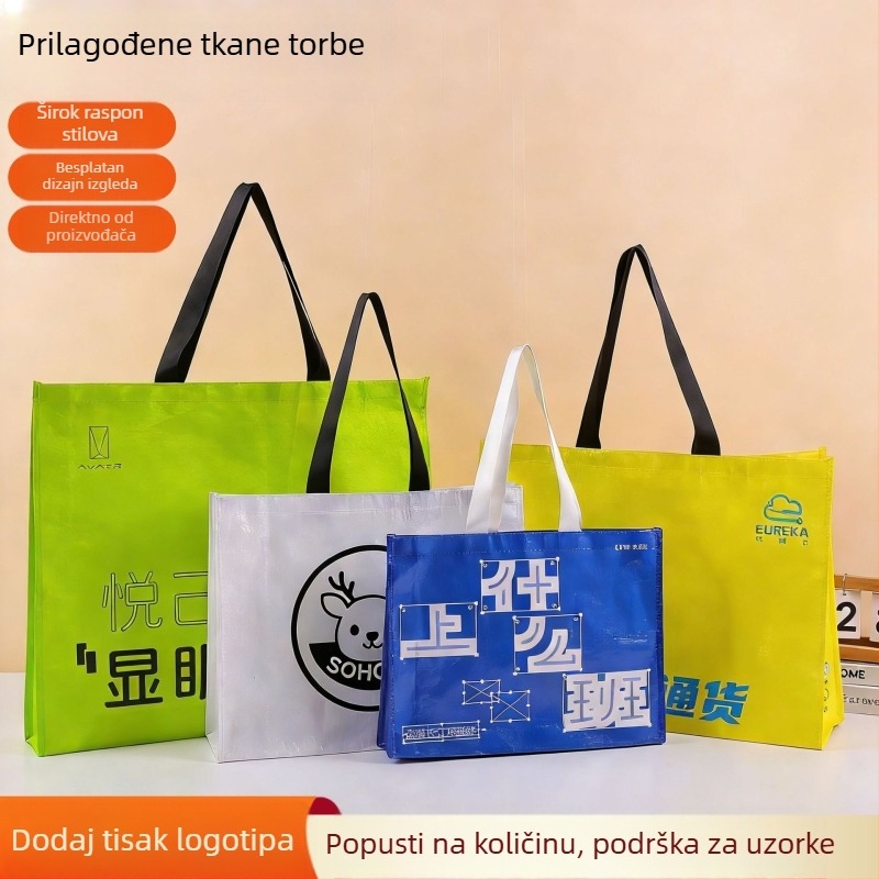 Debela plastična tkanina torba s laminiranim kolor otiskom, vodootporna PP tkanina torba, izrađena po narudžbi