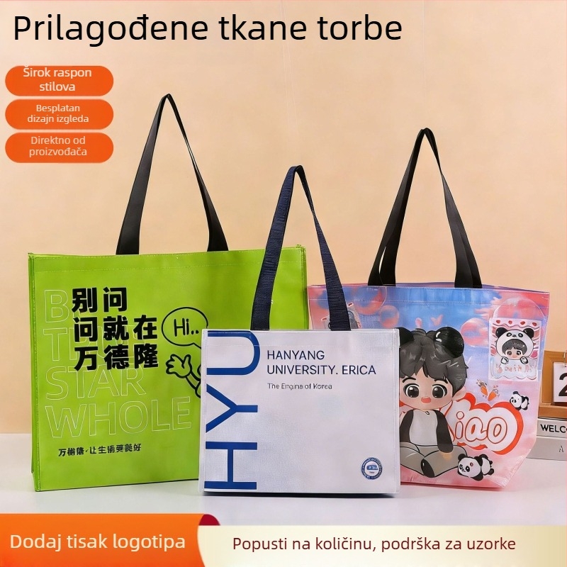 Debela plastična tkanina torba s laminiranim kolor otiskom, vodootporna PP tkanina torba, izrađena po narudžbi