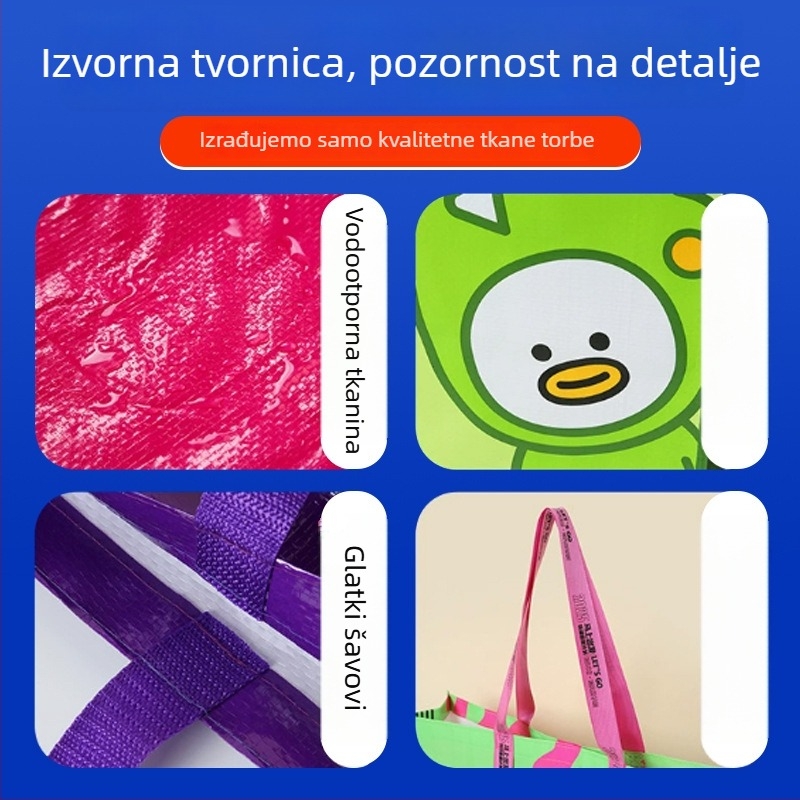 Ekološka PP tkanana torba za nošenje, prilagodljivo logotipom, ispis toplinskim prijenosom, vodootporna i otporna na prljavštinu, kreativna promotivna torba za kupovinu