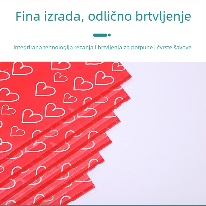 Tiskana torba za pakiranje, pletena PP torba s crvenim srcem, uzorak zmijske kože, vodootporna za preseljenje