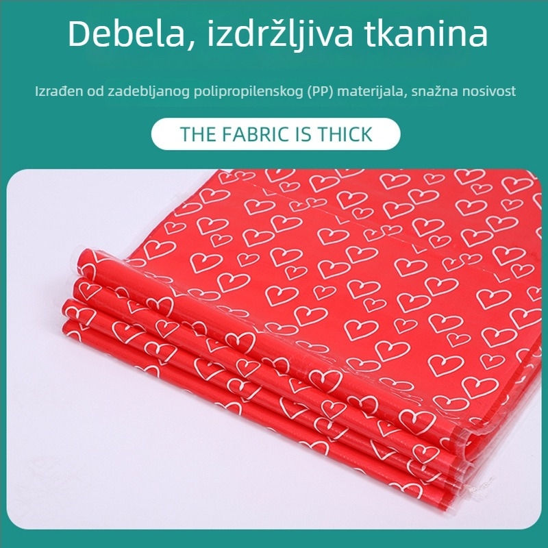 Tiskana torba za pakiranje, pletena PP torba s crvenim srcem, uzorak zmijske kože, vodootporna za preseljenje