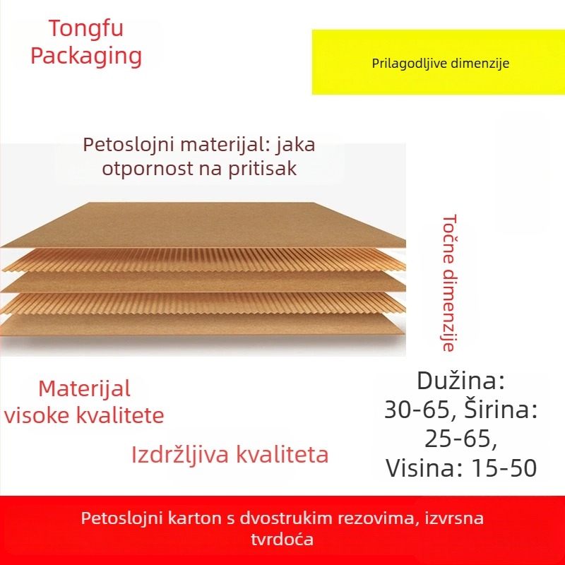 Prilagođena pet-slojna valovita kutija za pakiranje, pravokutnog oblika, 400 x 300 x 200 mm, 250 gsm, minimalna narudžba 10 komada