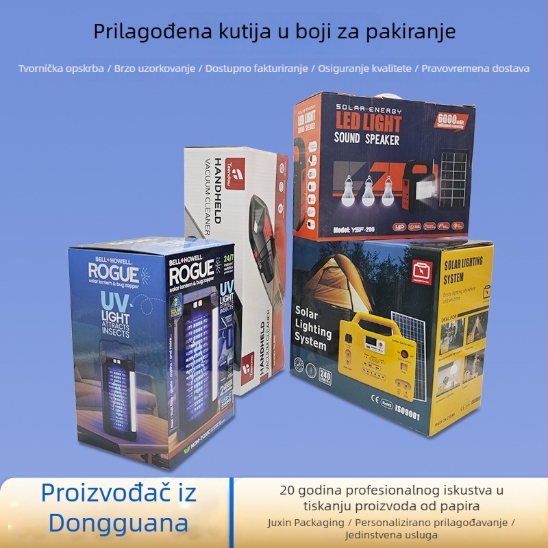 Pakiranje rasvjetnih tijela u kolor kutijima, mala serija po narudbi, valoviti karton