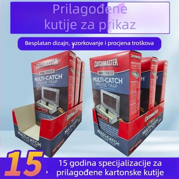 PDQ kartonska kutija za izlaganje od valovitog kartona za supermarket pult – prilagođeni stalak za prezentaciju uredskih potrepština, grickalica i nakita