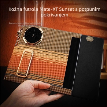 Kućište za Huawei Mate X/Xs s trostrukim preklopom i okretljivim držačem za zapešće – Irizirajući zalazak sunca