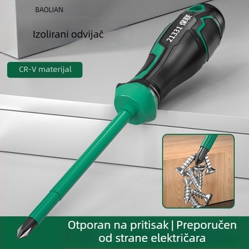 Izolirani odvijač s križnim i ravnim glavom, snažan magnetski vrh, za kućne električne popravke