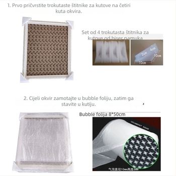 Pravokutna ravna kartonska kutija za ramirane uljne slike s pjenastim zaštitnim kutovima
