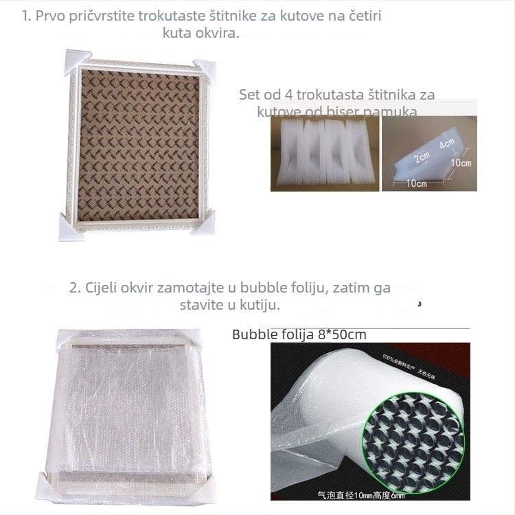 Pravokutna ravna kartonska kutija za ramirane uljne slike s pjenastim zaštitnim kutovima