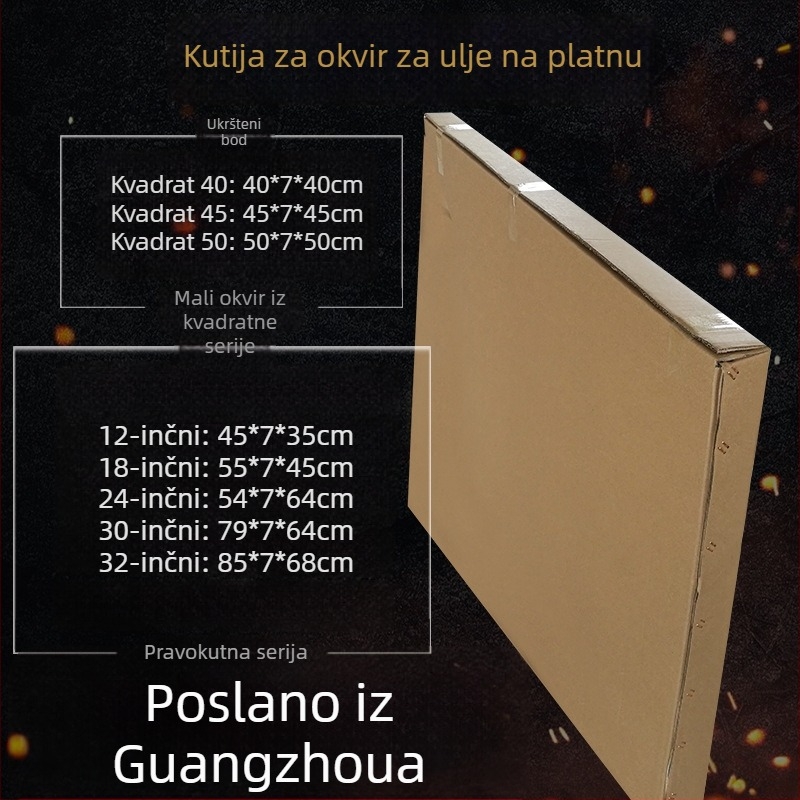 Pravokutna ravna kartonska kutija za ramirane uljne slike s pjenastim zaštitnim kutovima