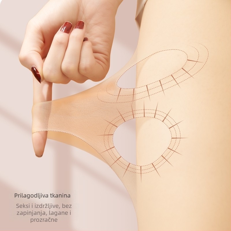 SK S7113 Ženske ljetne ultra-tanke velur pantyhose s nasumičnim krojem, nevidljiva UV zaštita, svijetlo crna