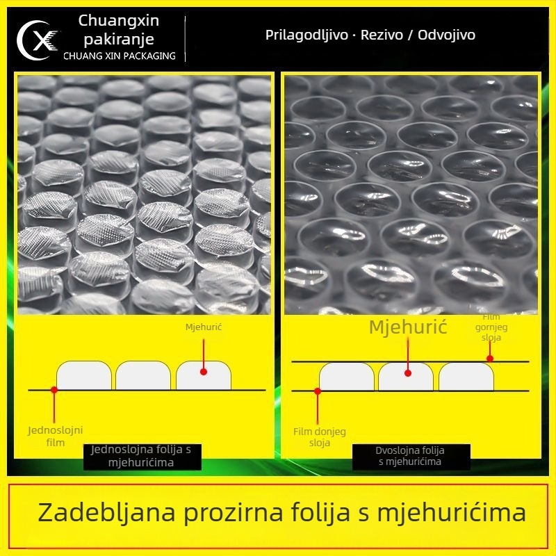 Chuangxin Prozirna debela mjehurična folija torbica, LDPE, pravokutni oblik, za logističko pakiranje