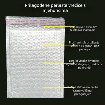 Kompozitna vrećica s mjehurićima od perlatnog filma, otporna na udarce, bijeli debeli pjenasti paket