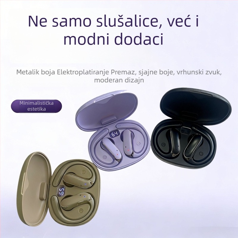 OWS bežične slušalice s klipsom za uho, otvorena kostna vodljivost, Bluetooth, dug rad baterije, za sport