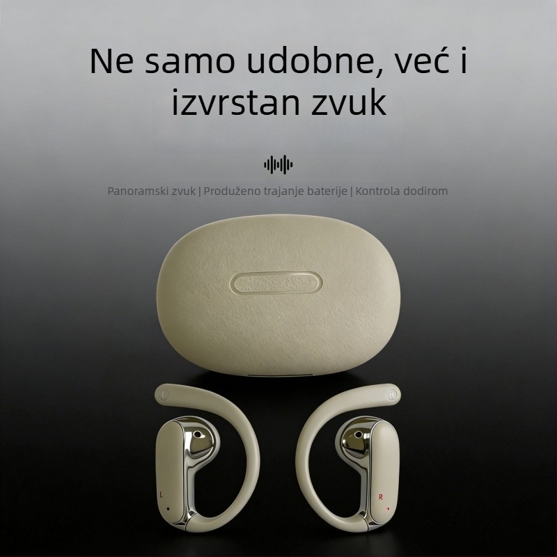 OWS bežične slušalice s klipsom za uho, otvorena kostna vodljivost, Bluetooth, dug rad baterije, za sport