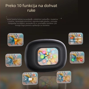 Bluetooth slušalice za kostnu provodljivost s AI prijevodom i bojom zaslona, visokokvalitetan zvuk, A16 Mini Pro, bežično smanjenje šuma, Bluetooth 5.4
