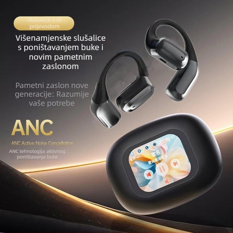 Bluetooth slušalice za kostnu provodljivost s AI prijevodom i bojom zaslona, visokokvalitetan zvuk, A16 Mini Pro, bežično smanjenje šuma, Bluetooth 5.4