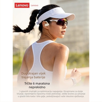 Lenovo EA366 bežične slušalice s kostnom kondukcijom, za sport, s redukcijom buke, dugotrajna baterija, HD zaslon
