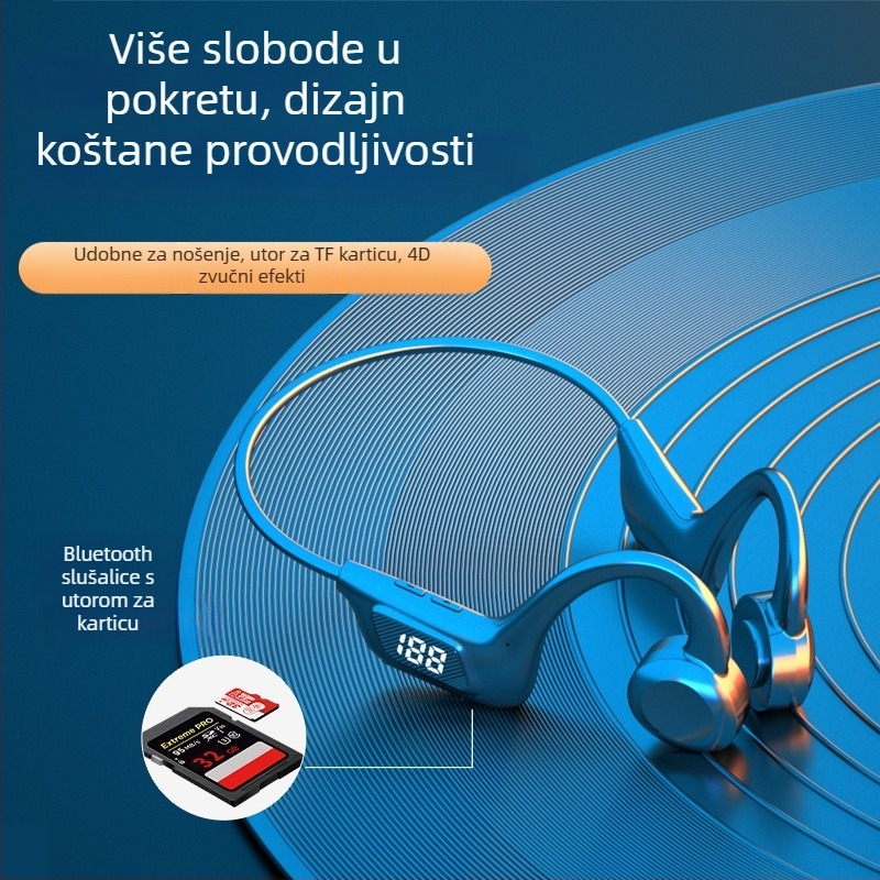 VG06 Bluetooth slušalice s kostnom vodljivošću, kukicom za uho, utorom za karticu i digitalnim zaslonom
