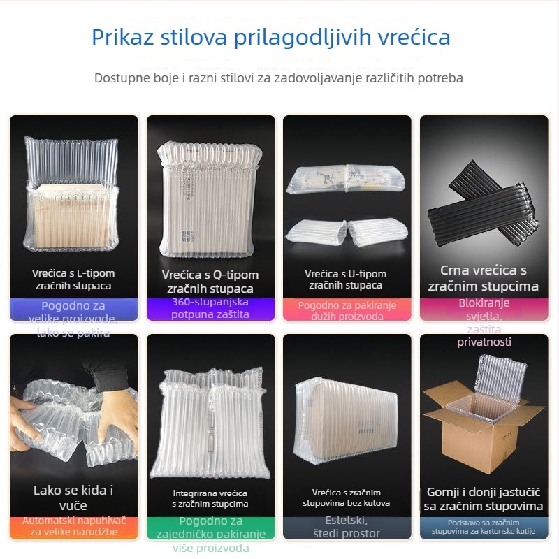 Torba s zračnim stubom za zaštitu krhkih predmeta: plastična vrećica s mjehurićima za deterdžent za pranje, biljno ulje i bočice motornih ulja