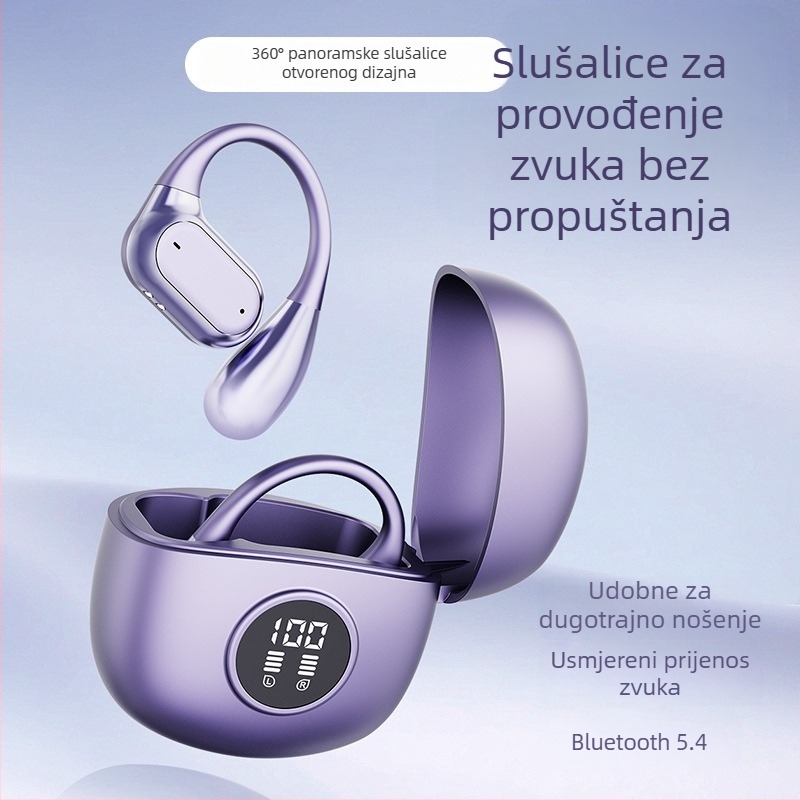 Q17Proows Bežične slušalice s koštanom vodljivošću, s kukom za uho, sportske, Bluetooth 5.3, visokokvalitetan zvuk, IPX5