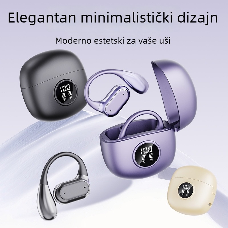 Q17Proows Bežične slušalice s koštanom vodljivošću, s kukom za uho, sportske, Bluetooth 5.3, visokokvalitetan zvuk, IPX5