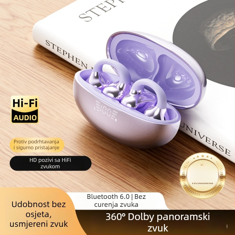 SK39 Bluetooth slušalice 2025 – bežične s klipsom za uho, ne ulaze u uho, kostna kondukcija, visokokvalitetan zvuk, privatni dizajn