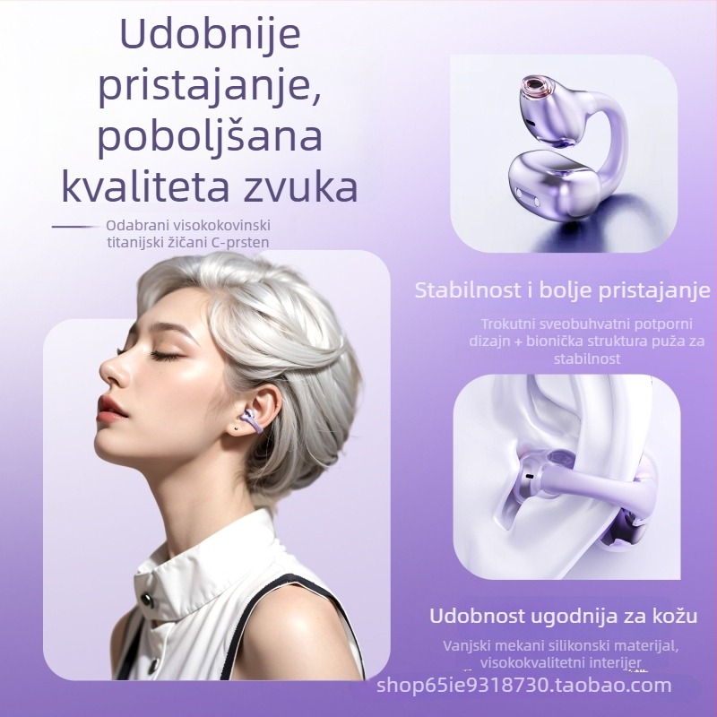 SK39 Bluetooth slušalice 2025 – bežične s klipsom za uho, ne ulaze u uho, kostna kondukcija, visokokvalitetan zvuk, privatni dizajn