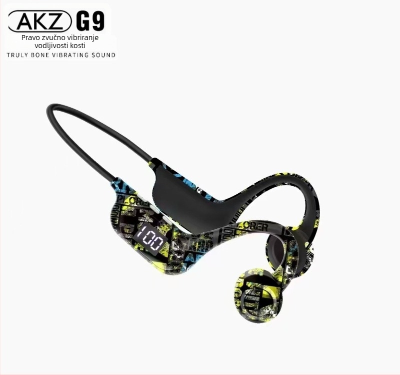 AKZ-G9 Bluetooth slušalice s koštanom kondukcijom, nisu u uhu, vise preko uha, utor za karticu, bežične sportske slušalice