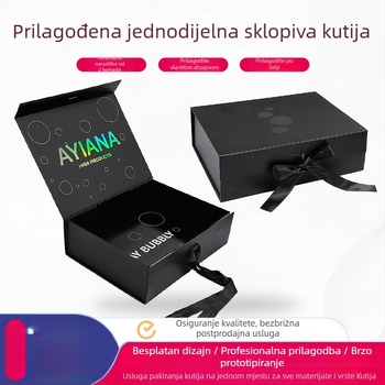 Crna magnetska kutija za darove s jedinstvenim sklopnim dizajnom