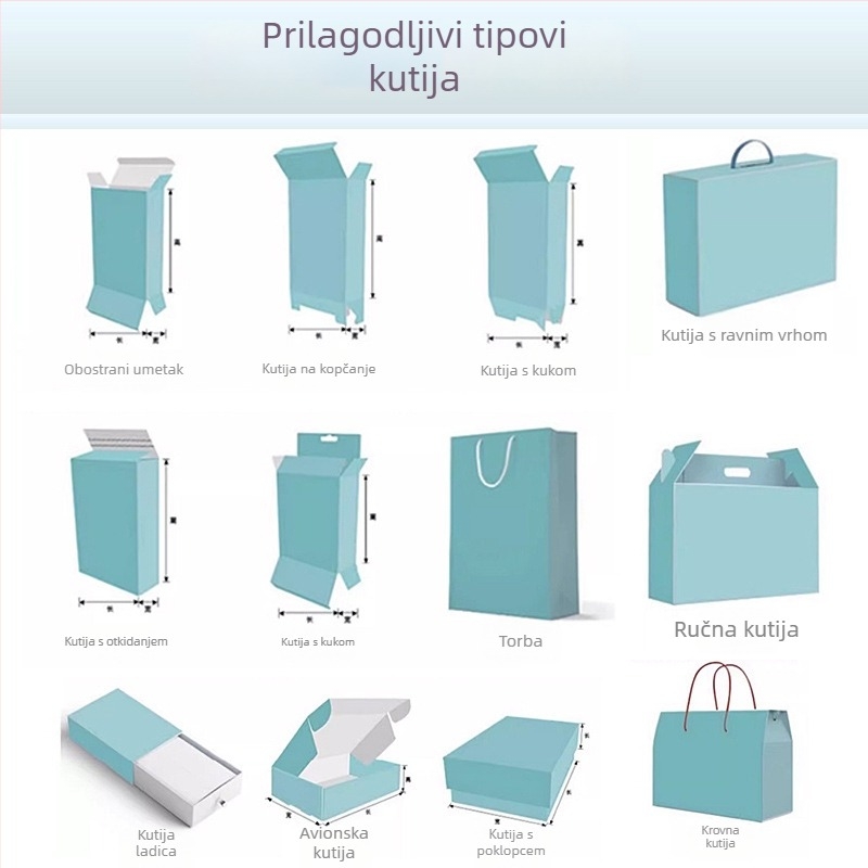 Sklopiva bijela kutija od valovitog kartona s poklopcem i dnom, tisk logotipa, prazna kutija za darove, prilagodljiva