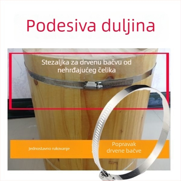 Fiksna obujmica od 304 nehrđajućeg čelika za drveni bure, kadicu za stopala i obruč cijevi napa