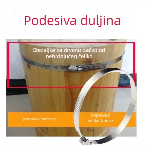 Fiksna obujmica od 304 nehrđajućeg čelika za drveni bure, kadicu za stopala i obruč cijevi napa
