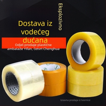 Prozirna pakirajuća traka, dužina 100 m, širina 5 cm, debljina 0,045 mm, visoka adhezija