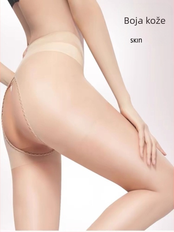Čarape s otvorenim preponom, crne, prozirne, ultra-tanke, za žene s plus-size