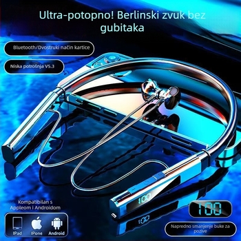 Bluetooth slušalice oko vrata, duga baterija, mala latencija, univerzalna kompatibilnost, slot za karticu