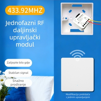 433 MHz bežični modul za daljinsko upravljanje, instalacija bez žica, jednim gumbom upravljanje kućnom rasvjetom 220 V