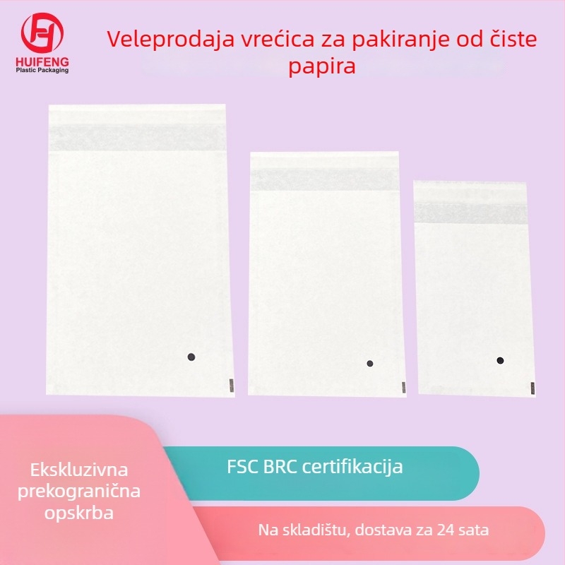 Bijela kraft vrećica s samolijepljivim zatvaračem za odjeću, FSC/BRC certificirana