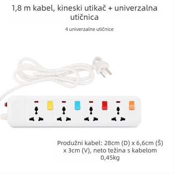 Produžni kabel s zaštitom od prenaponskih udara, britanski standard 13A, USB punjenje