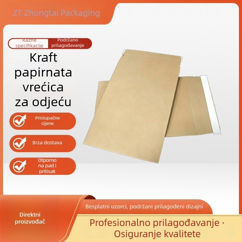 Kraft papir vrećice za odjeću, prilagodljive ljepilnim zatvaranjem, ravne vrećice za odjeću i hlače
