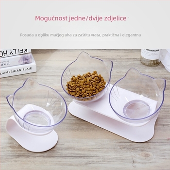 Prozirna posuda za hranjenje s mačjim ušima za mačke i pse, protuklizna plastična posuda