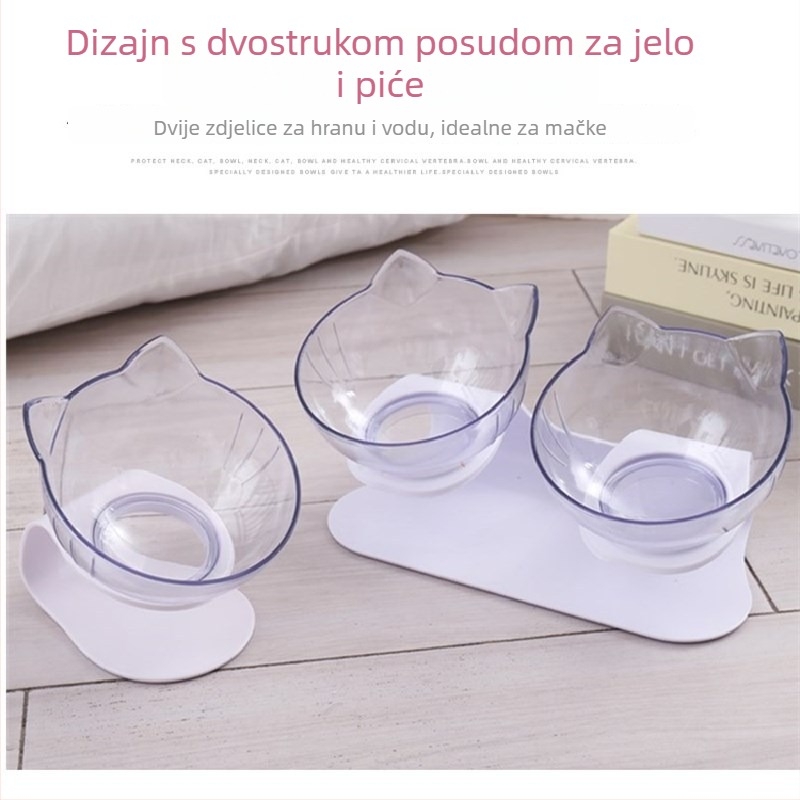 Prozirna posuda za hranjenje s mačjim ušima za mačke i pse, protuklizna plastična posuda